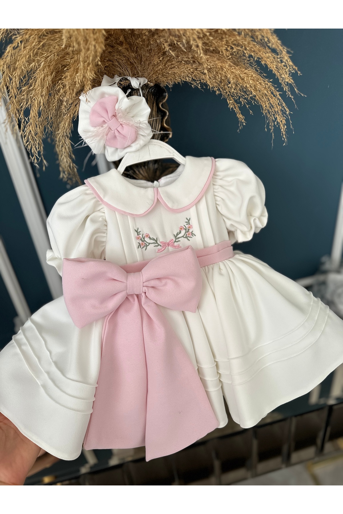 Dizaynbyasena Mevlüt elbise yaka çiçek detaylı fotoğrafı 3 (önizleme)