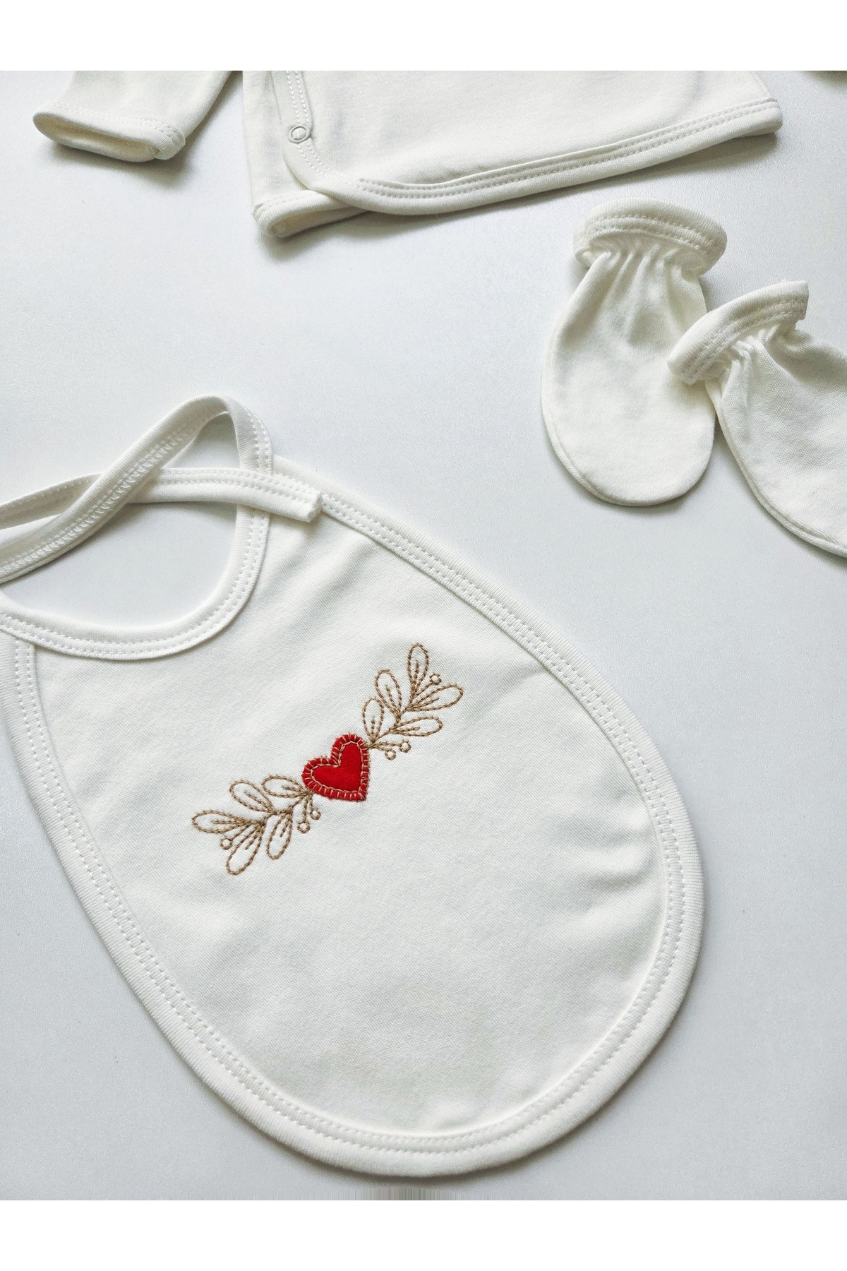 GizaKids %100 Pamuk Kız Bebek Yenidoğan 5 Parça Hastane Çıkışı Set / Zıbın Set fotoğrafı 4 (önizleme)
