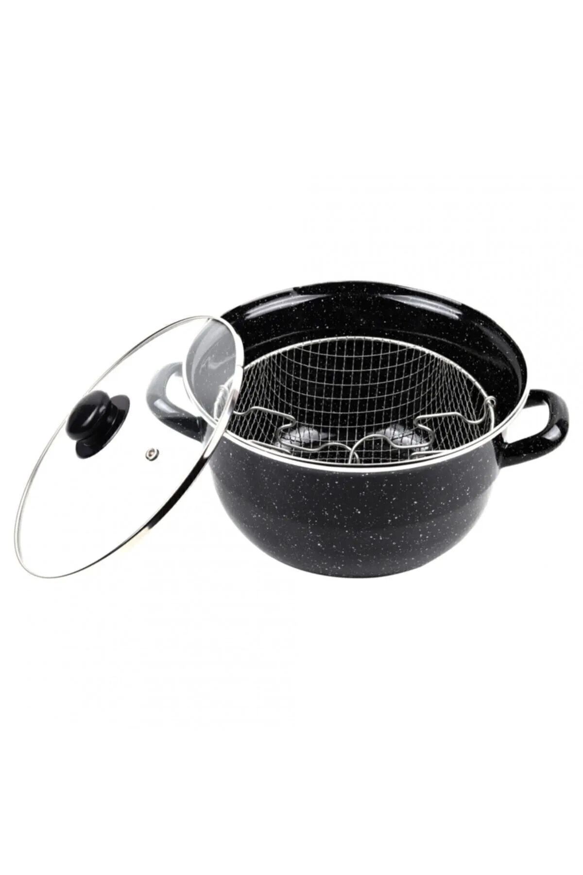 Royaleks Group Emaye Kızartma Tenceresi Siyah Kırçıllı 24 Cm Royaleks-69115