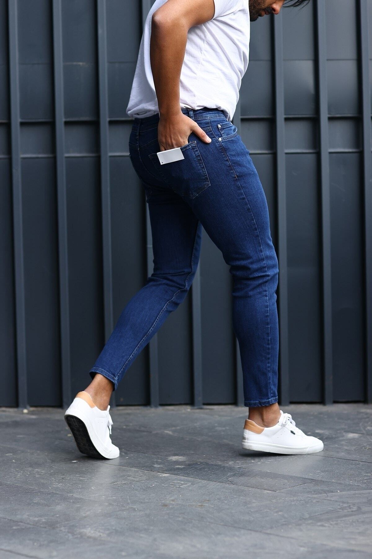 Erkek Slimfit Lacivert Kot Pantolon Class — آبی CLASS09 — تصویر 5 از 5