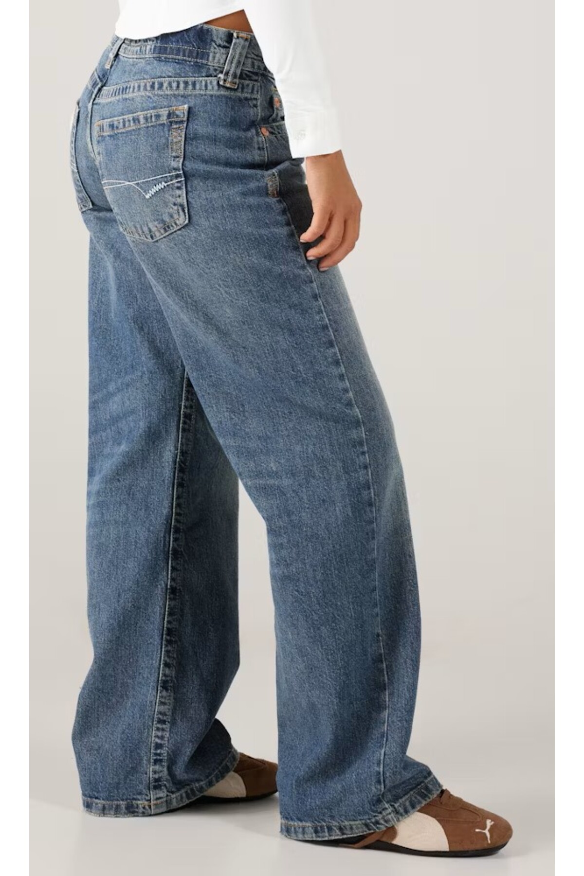 september island Nadine Klasik Kot Mavisi Renk Düşük Bel Jeans Pantolon görsel 5
