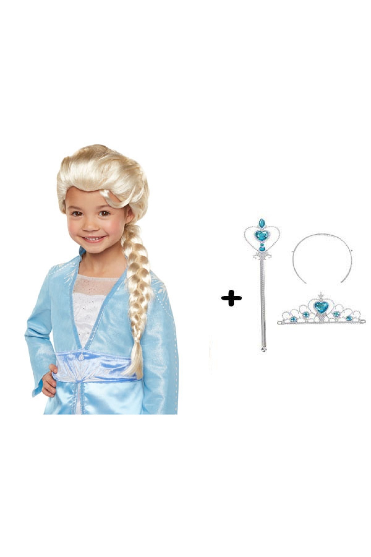 Go İthalat Örgülü Karlar Ülkesi Frozen Elsa Peruğu Tacı ve Sopası Çocuk Boy