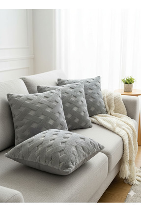 FUGO CONCEPT 45x45 cm | Bej Wellsoft Yumuşak Kırlent Kılıfı | Kabartmalı Punc...