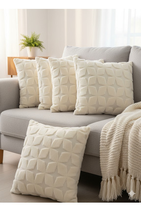 FUGO CONCEPT 45x45 cm | Bej Wellsoft Yumuşak Kırlent Kılıfı | Kabartmalı Punc...