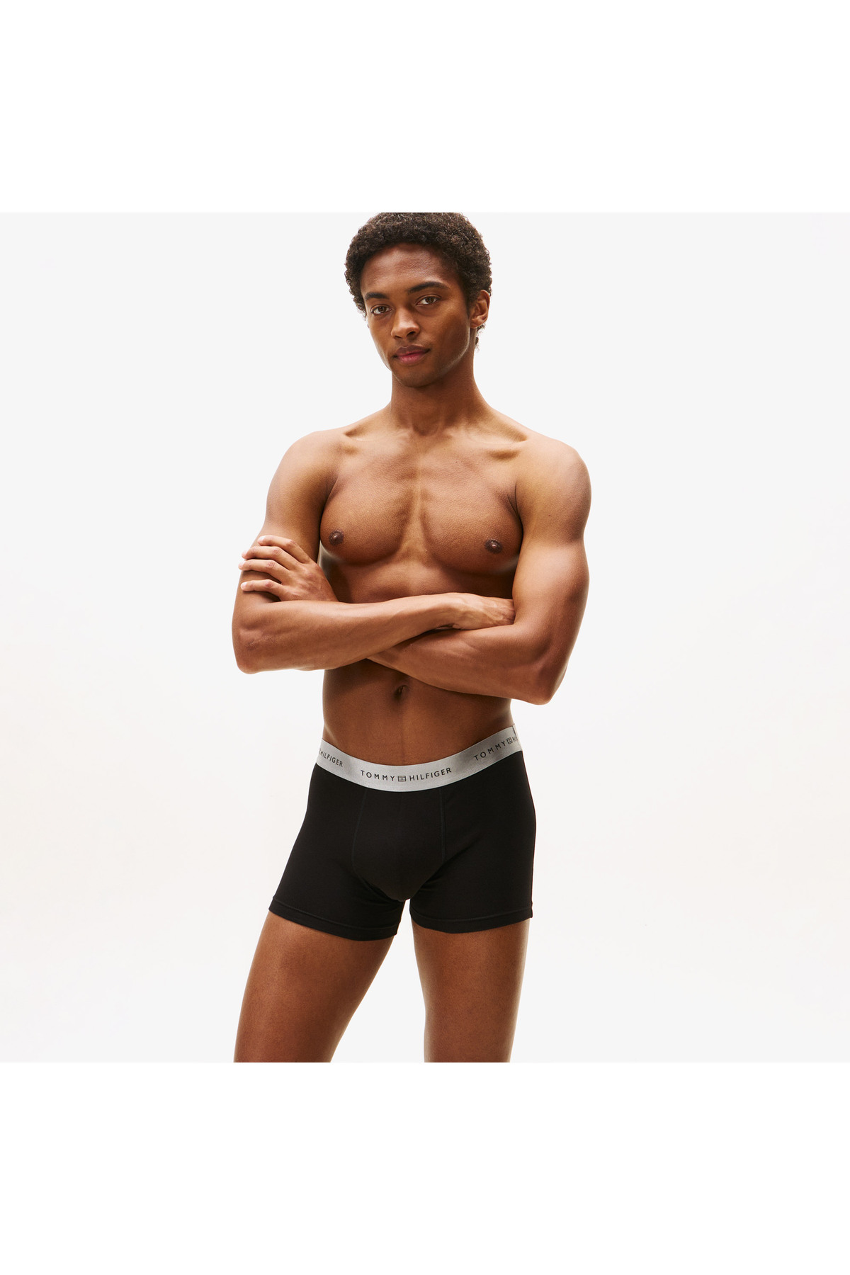 تامی هیلفیگر شورت بوکس مردانه مشکی متالیک مدل Trunk بسته 3 عددی