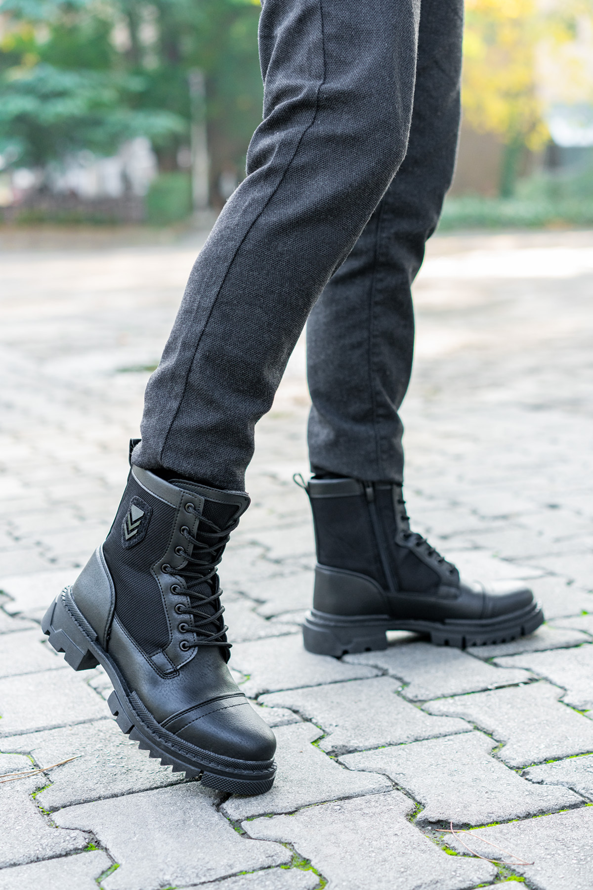 Freemax  Unisex non-slip Garantili Kürklü Kauçuk Taban Kışlık Fermuarlı Bot iarnă Siyah Cilt - Görsel 4