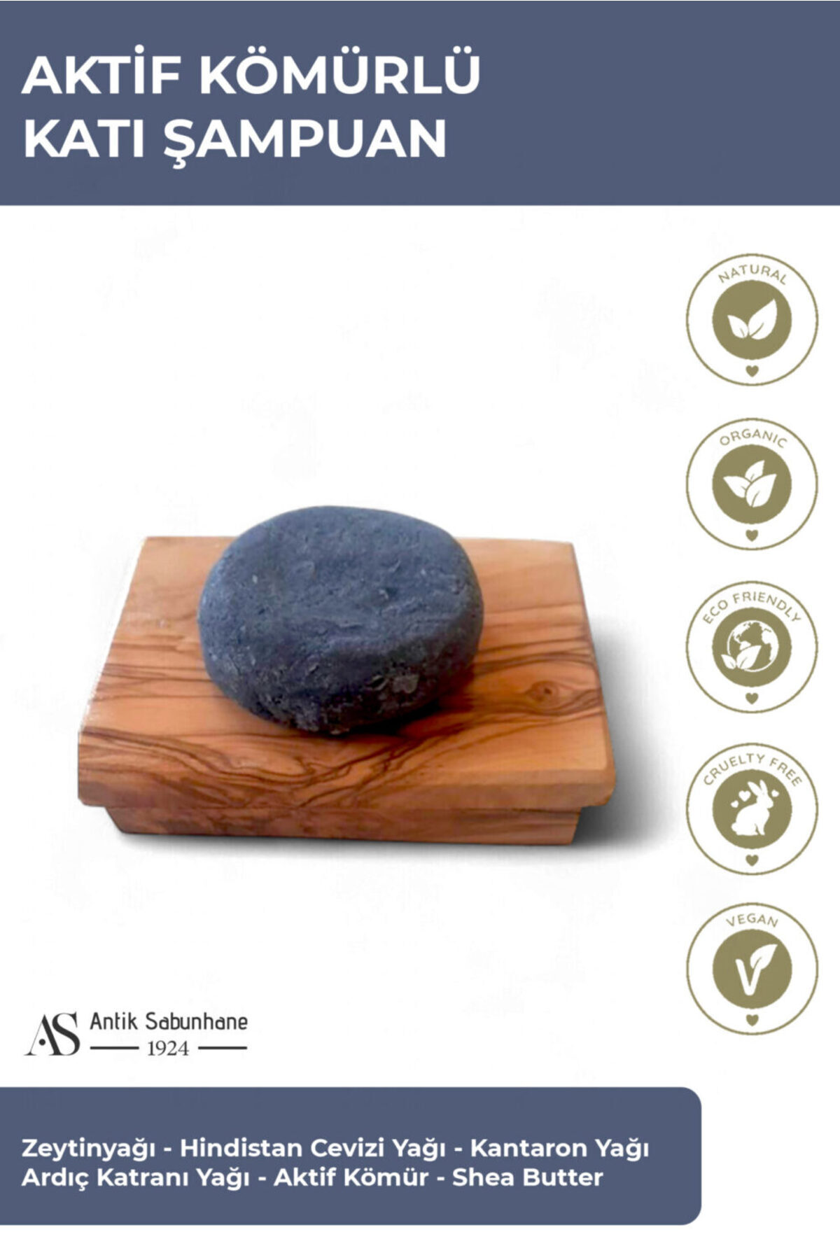 AS ANTİK SABUNHANE 1924 Aktif Kömürlü Katı Şampuan ( Yağlı saçlar )