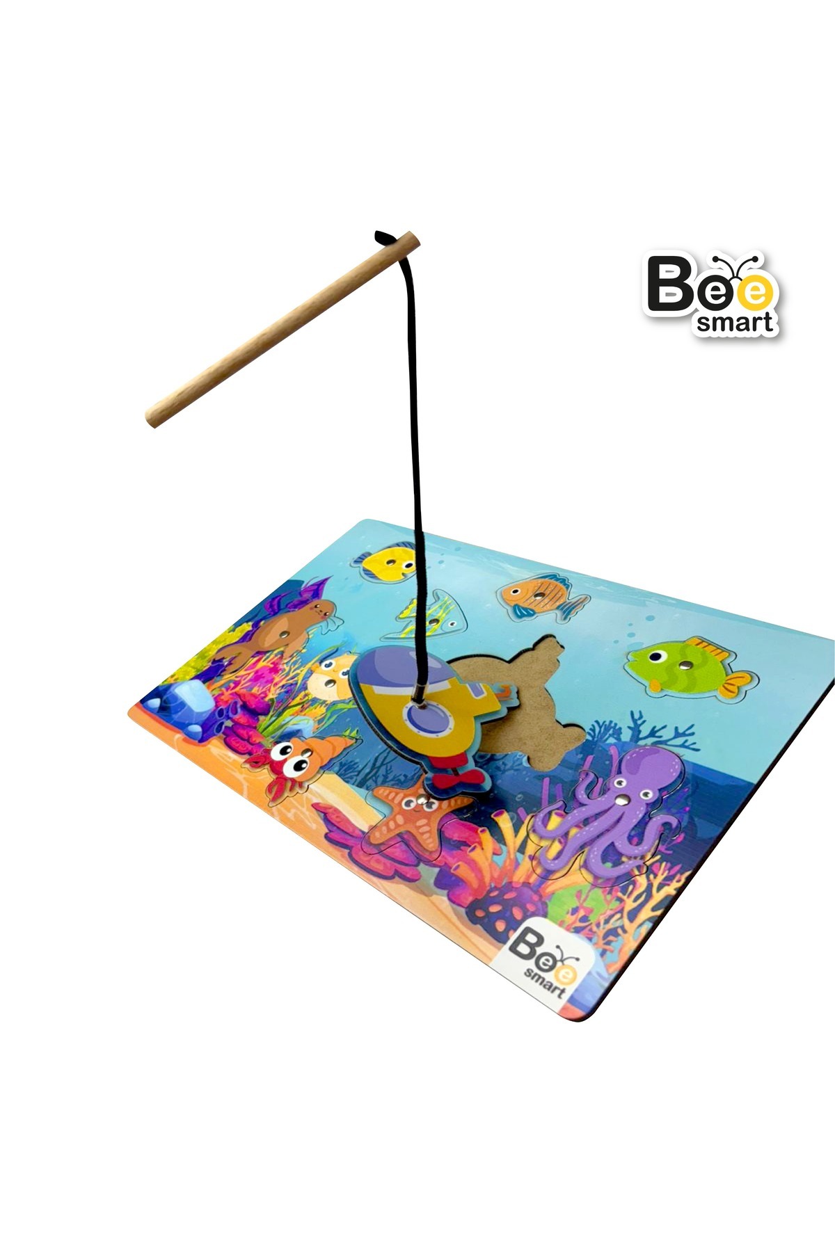 بازی فکری ماهیگیری سرگرمکننده، اسباببازی چوبی مونتهسوری برای کودکان ۱ سال به بالا