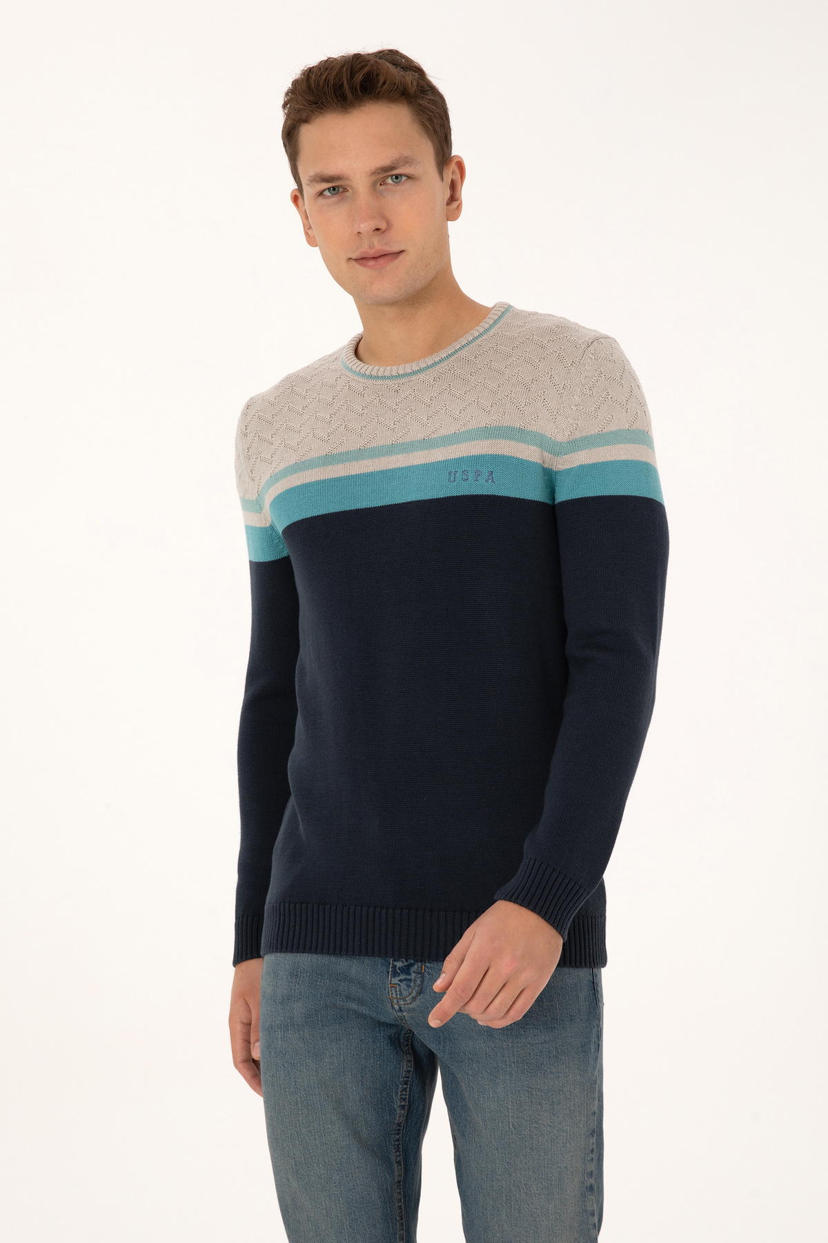 ژاکت مردانه سرمه‌ای روشن یو اس پولو کد :(50307826-VR059) U.S. Polo Assn.