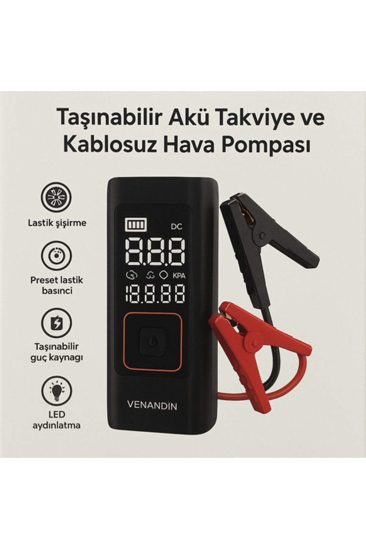 peltech İNFLAMO LASTİK ŞİŞİRME KOMPRESÖR AKÜ TAKVİYE POWERBANK LED IŞIK