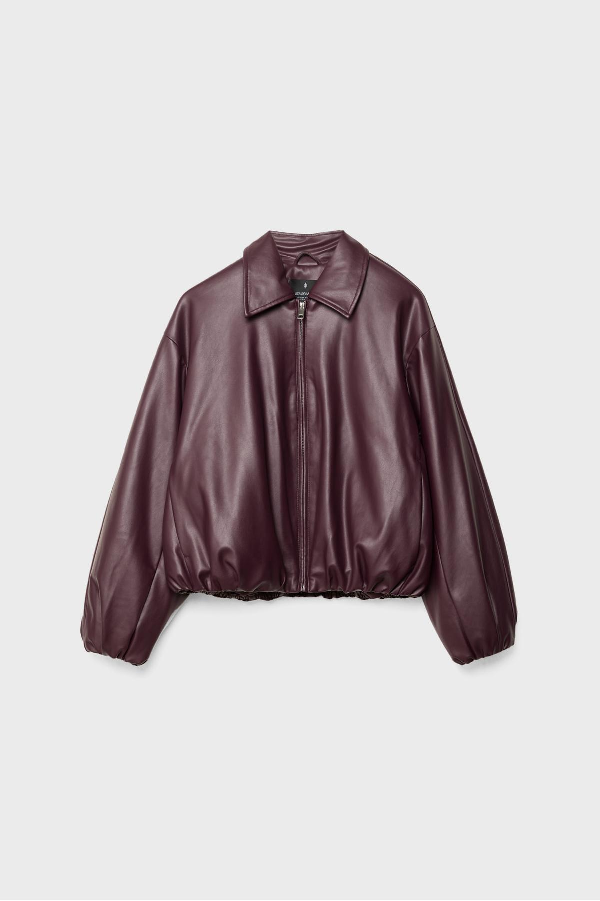 Stradivarius  Suni deri şişme bomber ceket - Görsel 4
