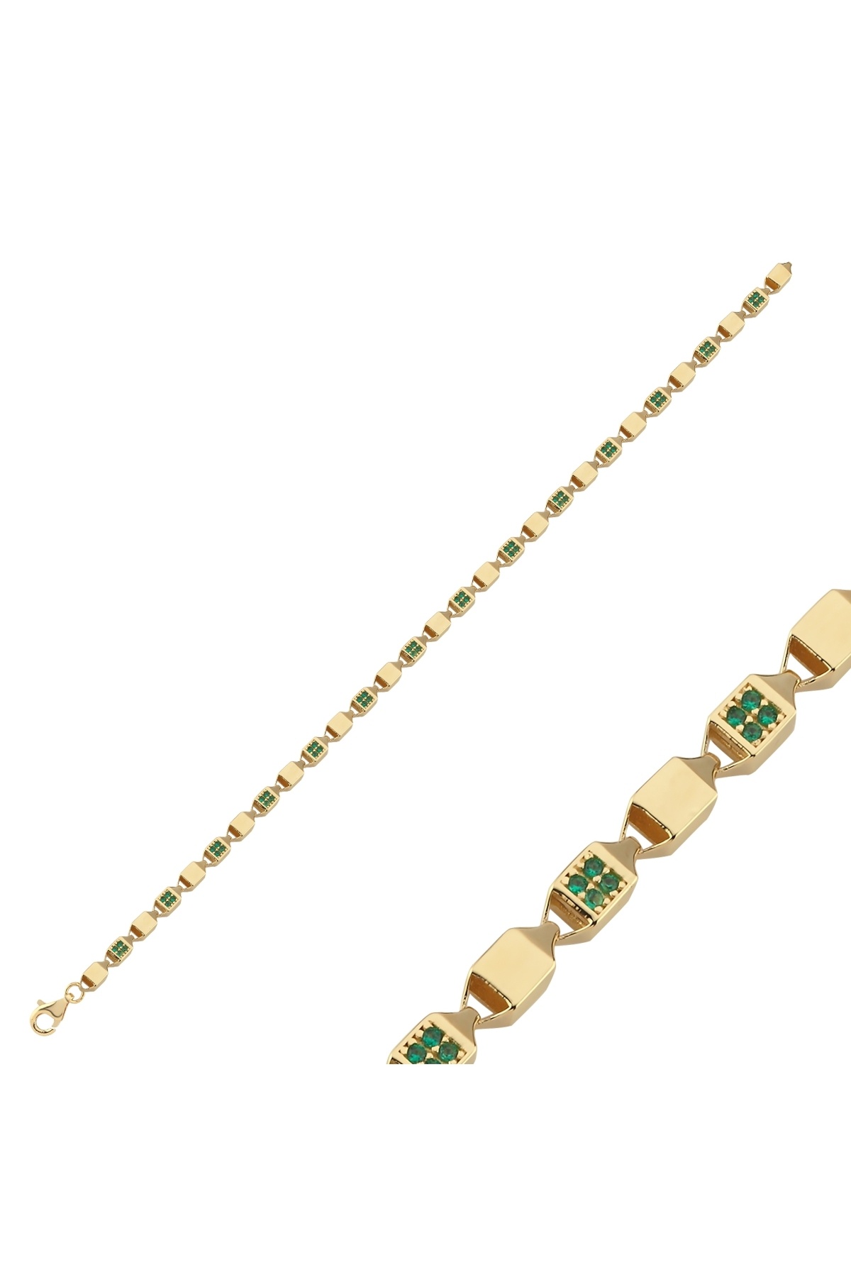 Aypa Mücevher 14 Ayar Yeşil Taşlı Küp Bileklik