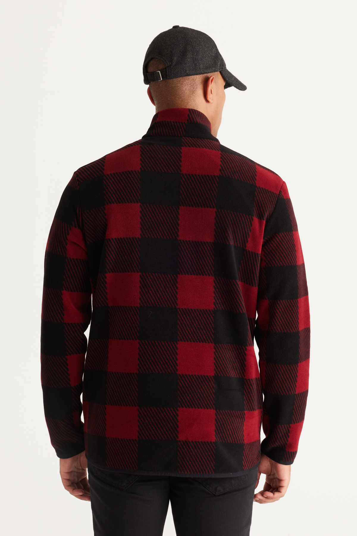 AC&Co / Altınyıldız Classics Bordo-siyah Standart Fit Normal Kesim Dik Bato Yaka Polar Sweatshirt görsel 8