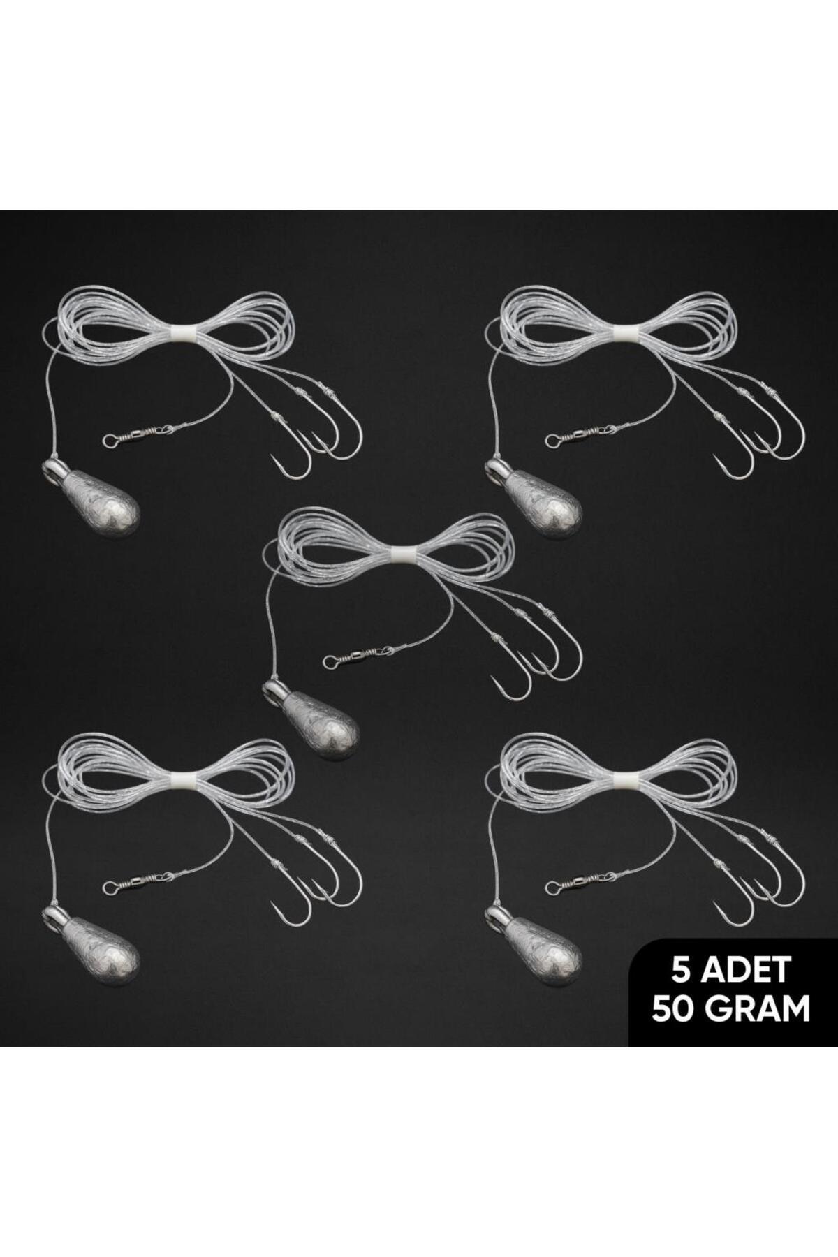 Fishack 3 İğneli Kurşunlu Beden Takımı - Dip Beden Oltası - Fırdöndülü - 50 gr - 5 Adet