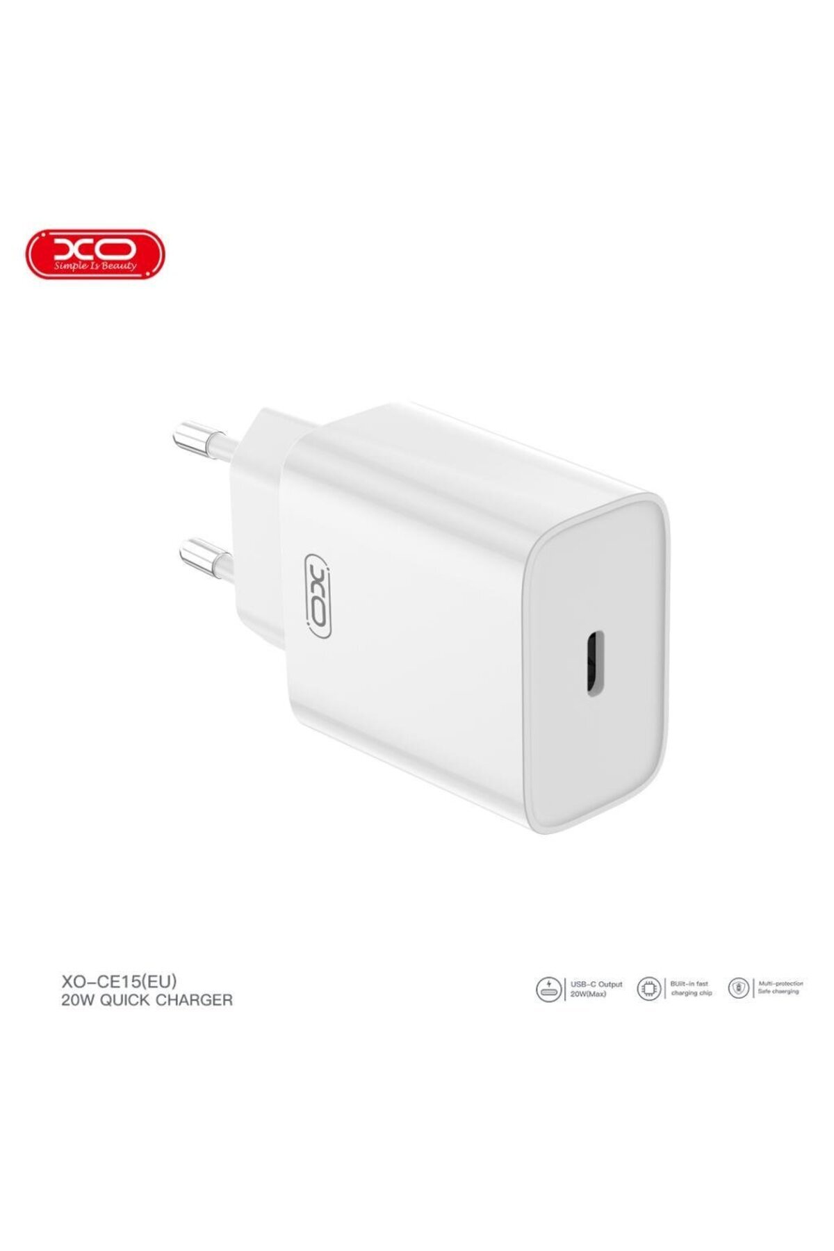 Xo CE15(EU) 20W Fast Hızlı USB-C / TYPE-C Çıkışlı Şarj Aleti