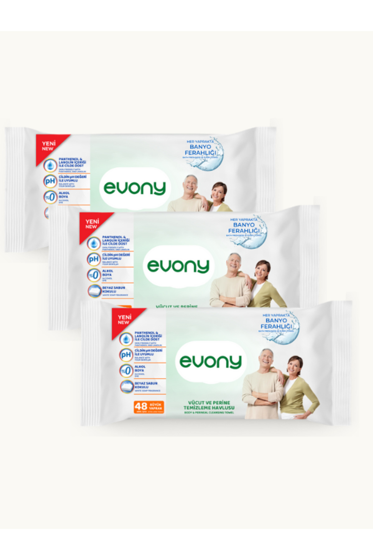 Evony VÜCUT VE PERİNE TEMİZLİME HAVLUSU 48 BÜYÜK YAPRAK 3 ADET - Fiyatı, Yorumları