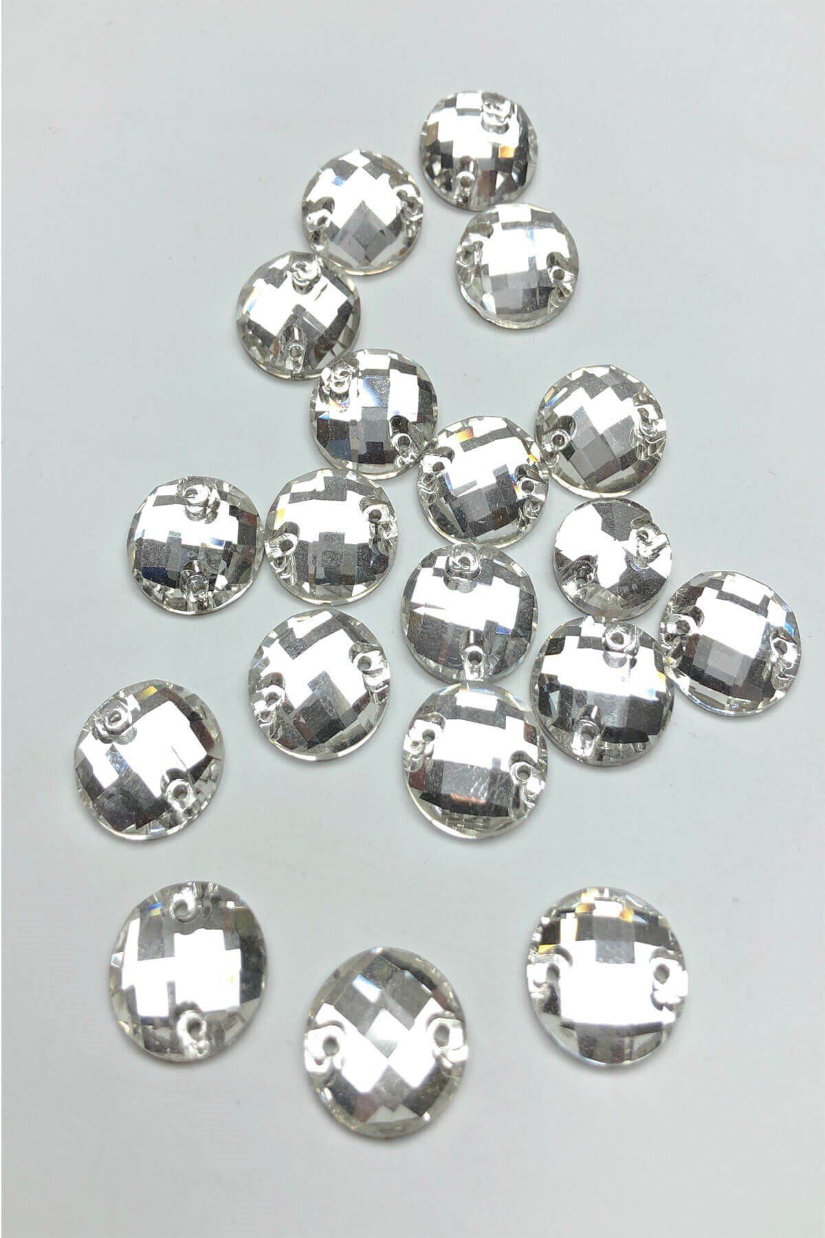 50-Pack Round Crystal Acrylic Beads (8 mm, 2 Holes) B:104