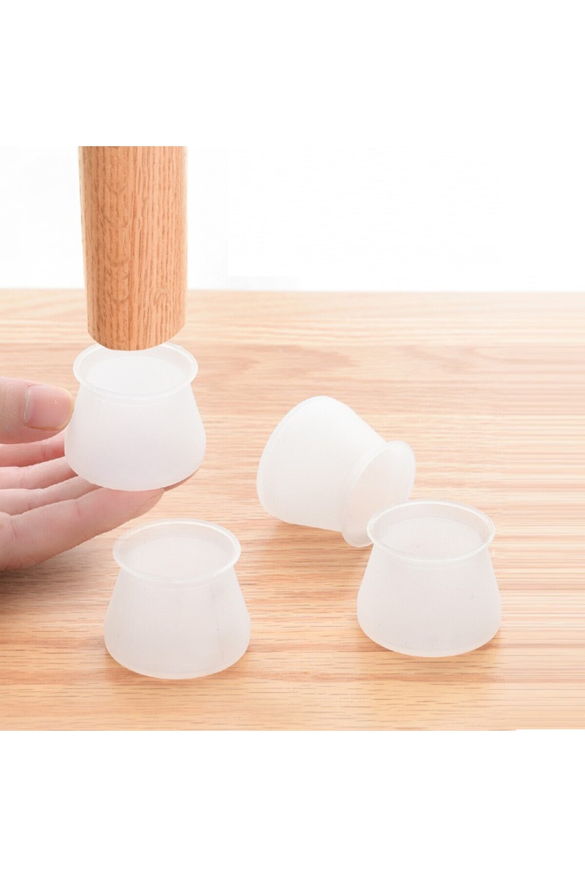 Karerca 1 adet Masa Sandalye Beyaz Pabuç Sessiz Kaymaz Ayak Koruyucu Plastik