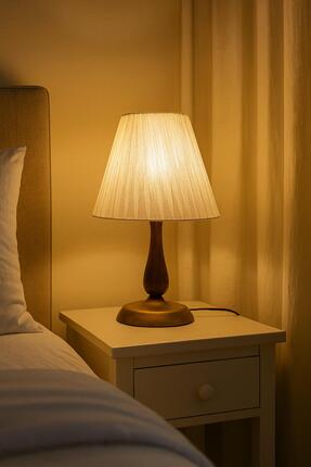 Solea Home Design Organze Kumaş Beyaz Abajur | Gold Gövdeli Modern Tasarım