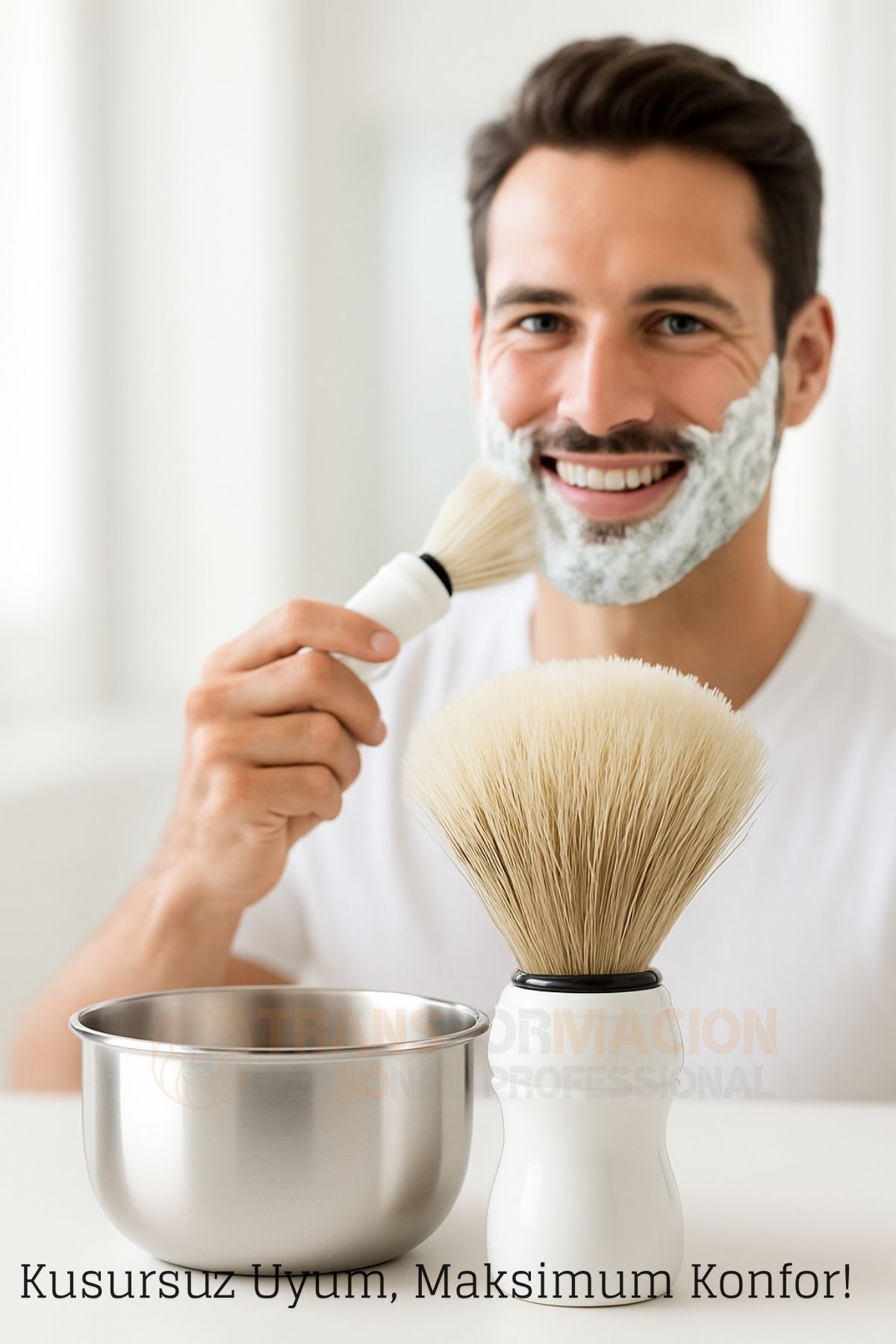 Transformacion Klasik Tıraş Seti – Beyaz Saplı Fırça & 304 Paslanmaz Çelik Tıraş Tası 722375