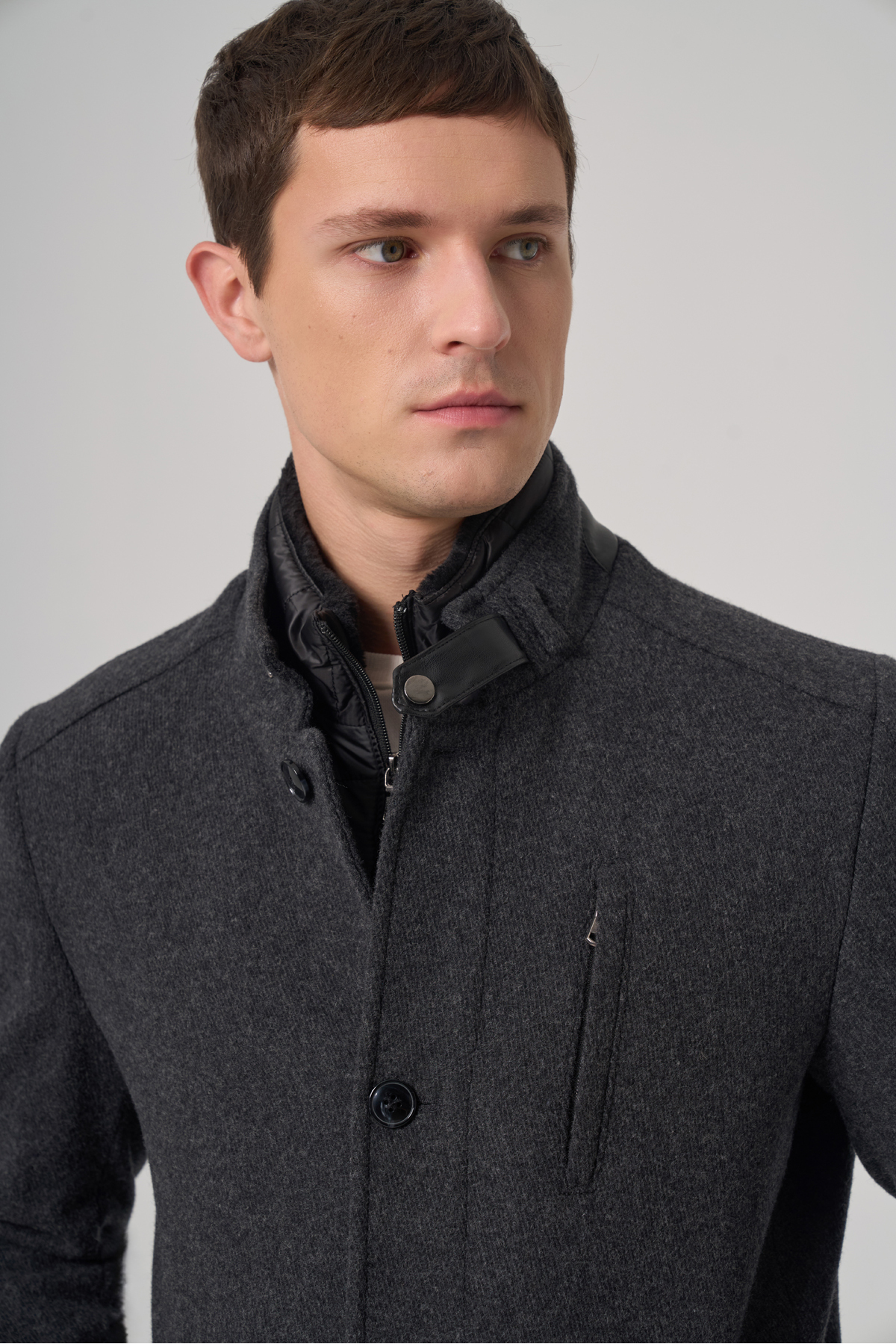 Morven  Erkek Antrasit Yünlü Dynamic Fit Kambet Çıkma Mostra Kaban - Görsel 2