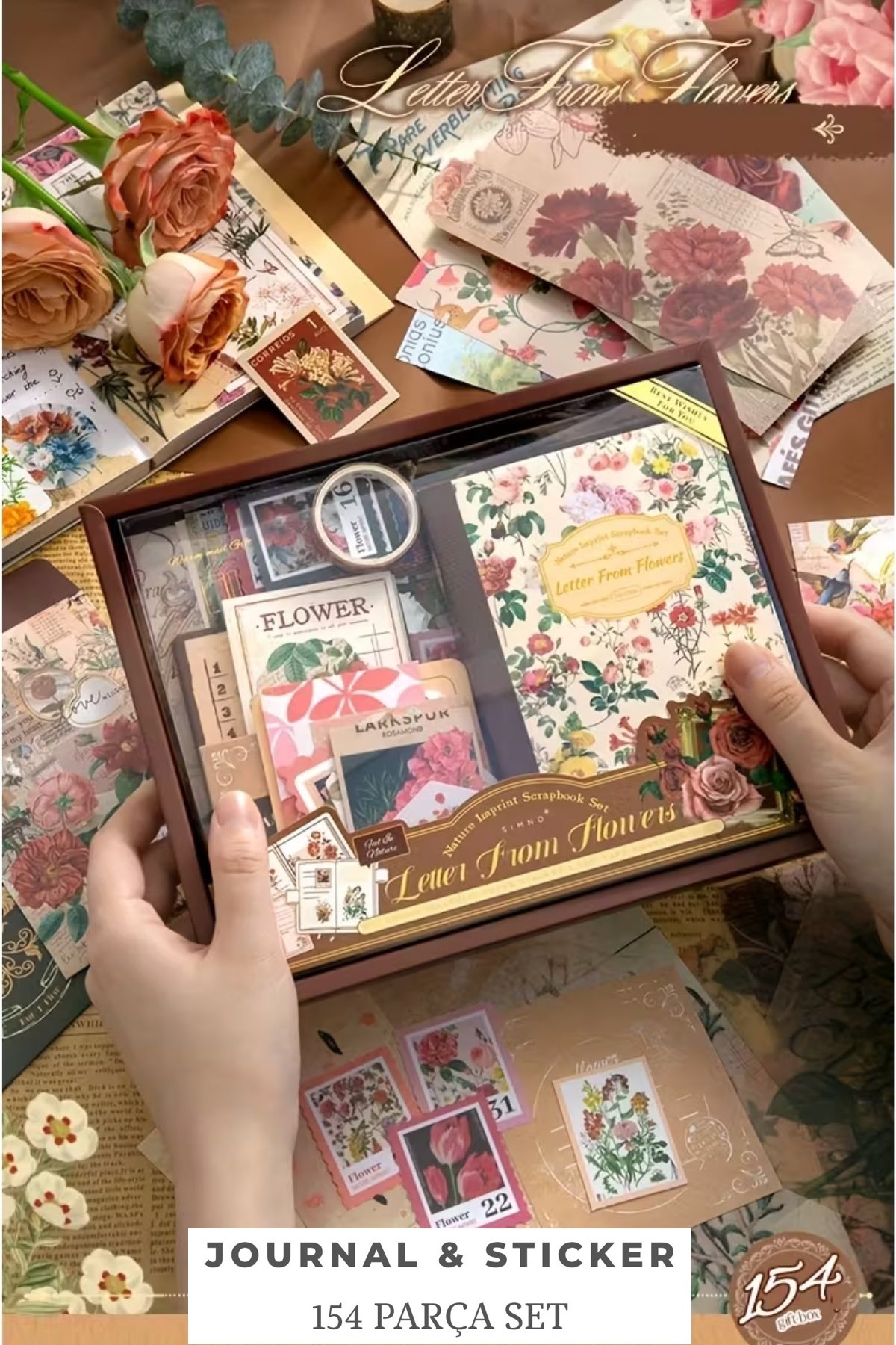 Vox Art Vintage Journal Defter Hediye Seti, 153 Parça Scrapbook