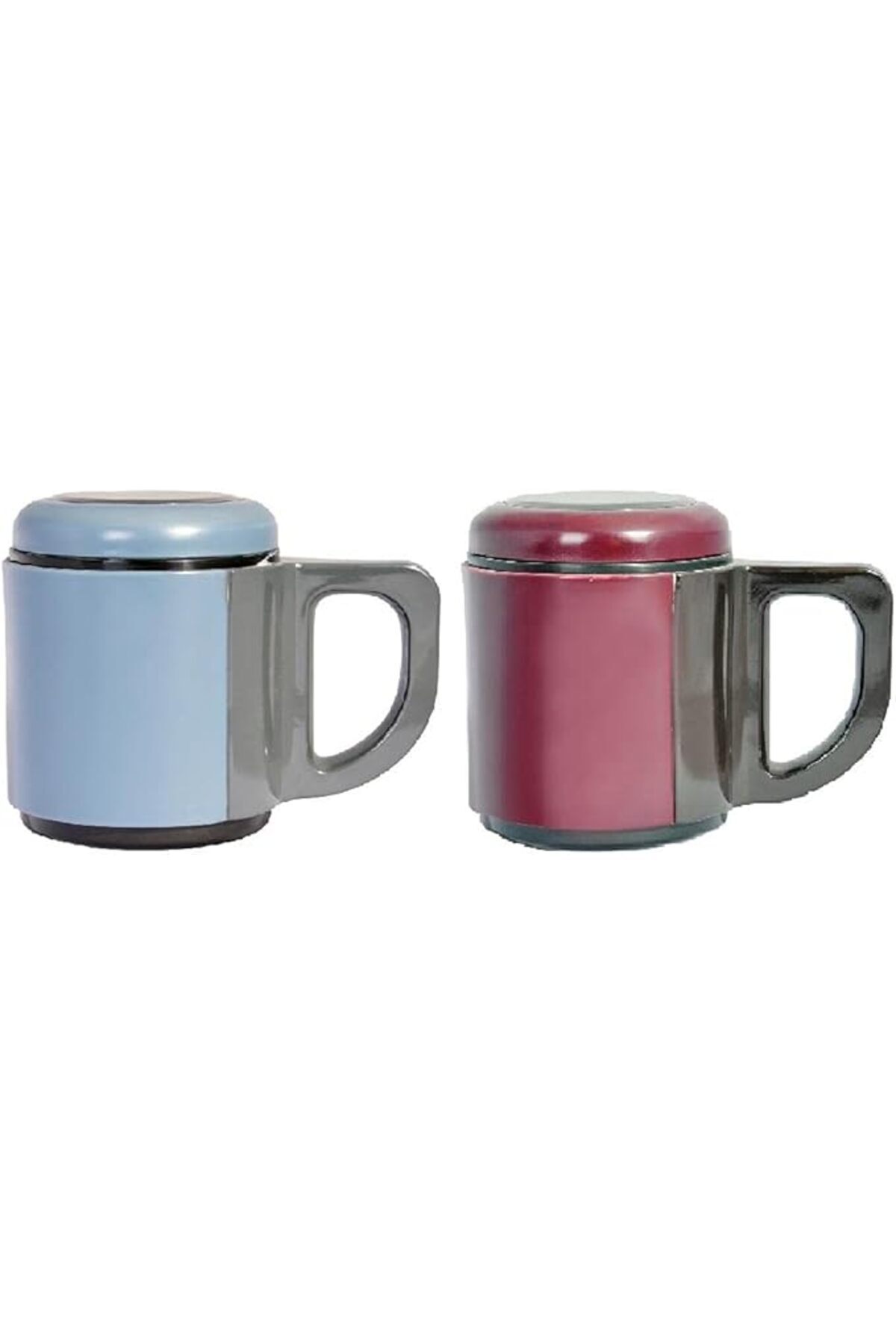 SoyluhanStore AND430 İçi Çelik Dışı Plastik Kupa Mug, Kırmızı/ Mavi, 500 mg