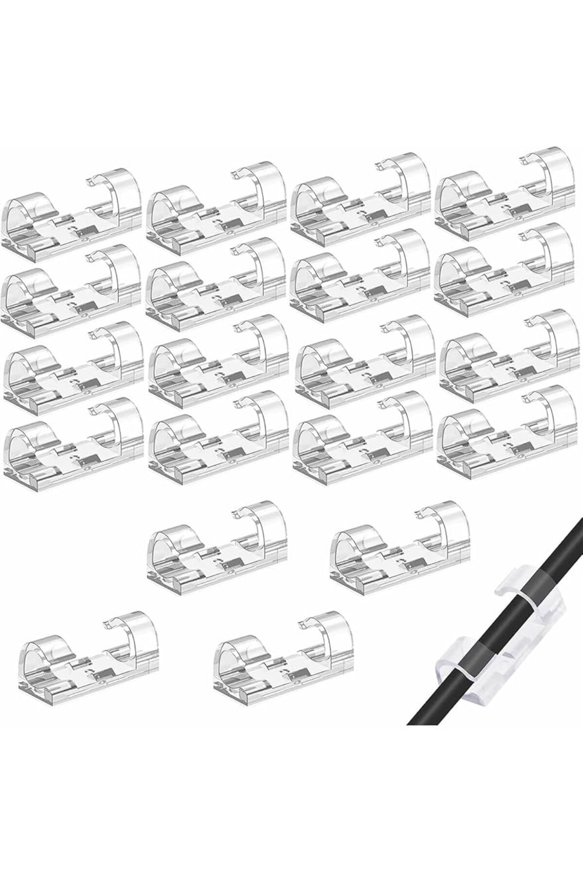 SoyluhanStore Kablo Sabitleyici Klipsler 20 Adet Kablo Düzenleyici Duvar Fayans Cam Kablo Tutucu Yapışkanlı Klips
