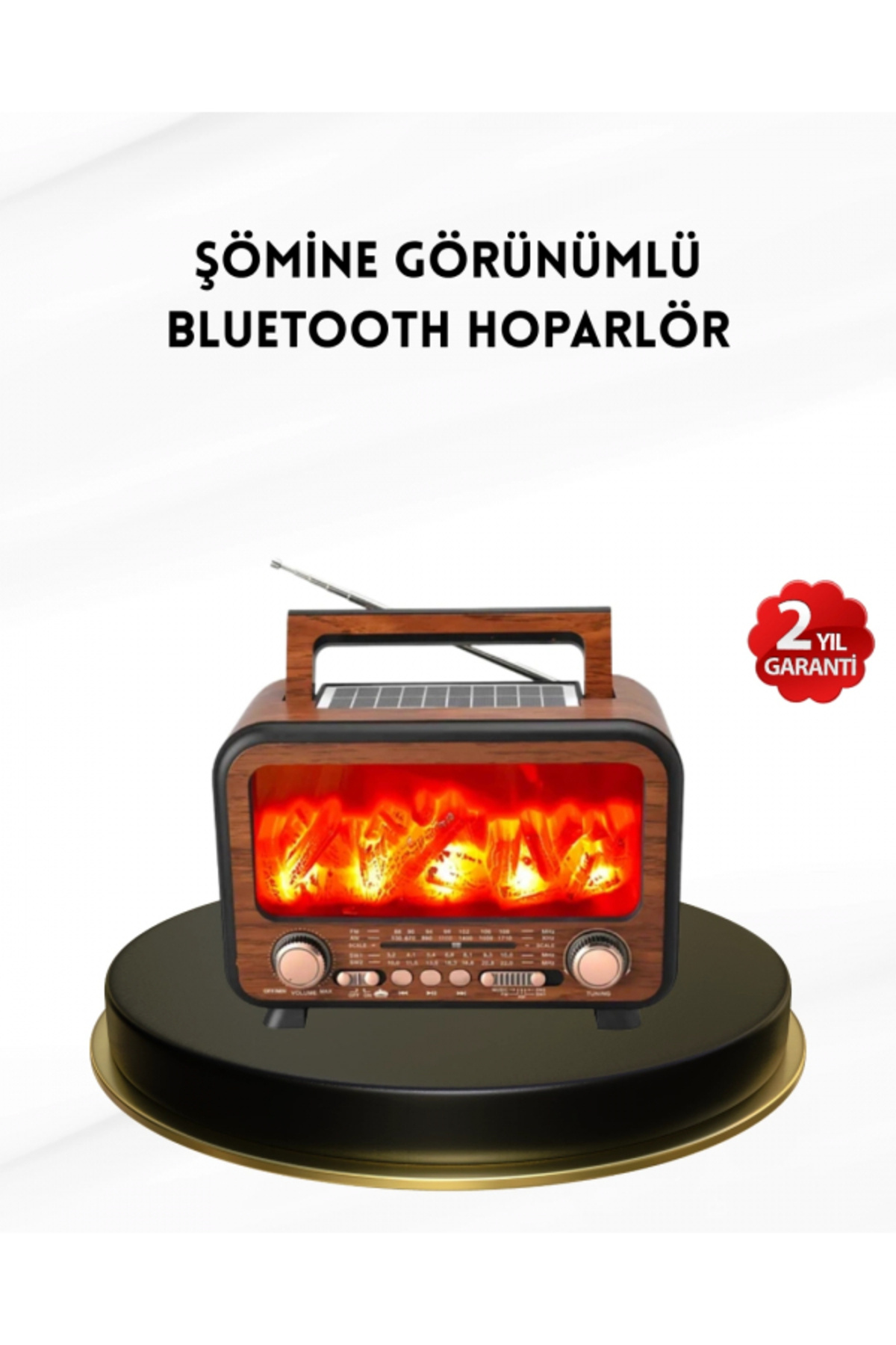 SELFBUYSELL Alev Işığı Efektli Solar Bluetooth Hoparlör Radyo Destekli Taşınabilir Model