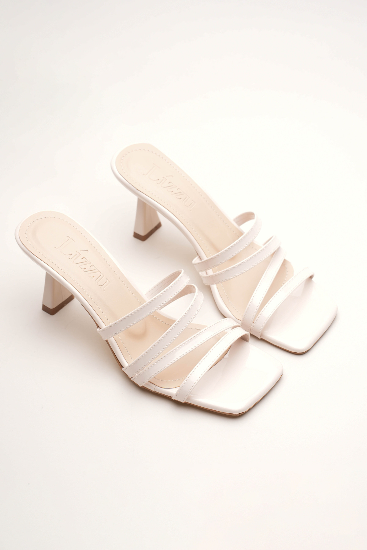 Women's Butt Legged Design Heeled Slippers Prana Beige Pattern