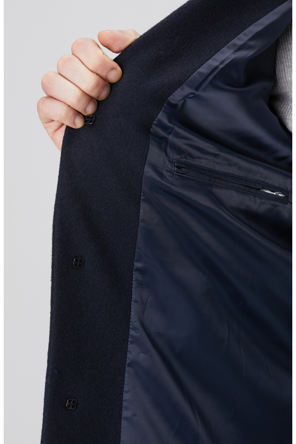 Network  Lacivert Yün Mix Palto - Görsel 8