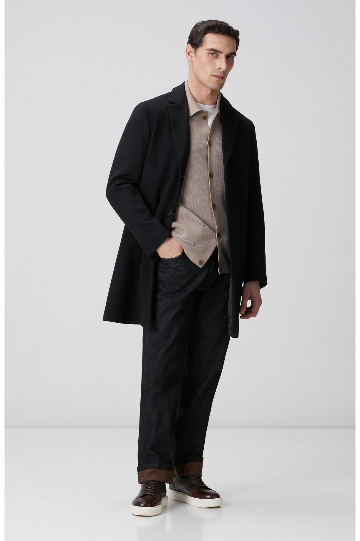 Network  Siyah Yün Mix Palto - Görsel 3