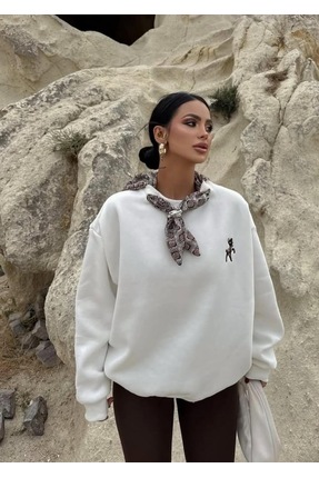 Genel Markalar Yeni sezon fular detaylı kadın sweatshirt