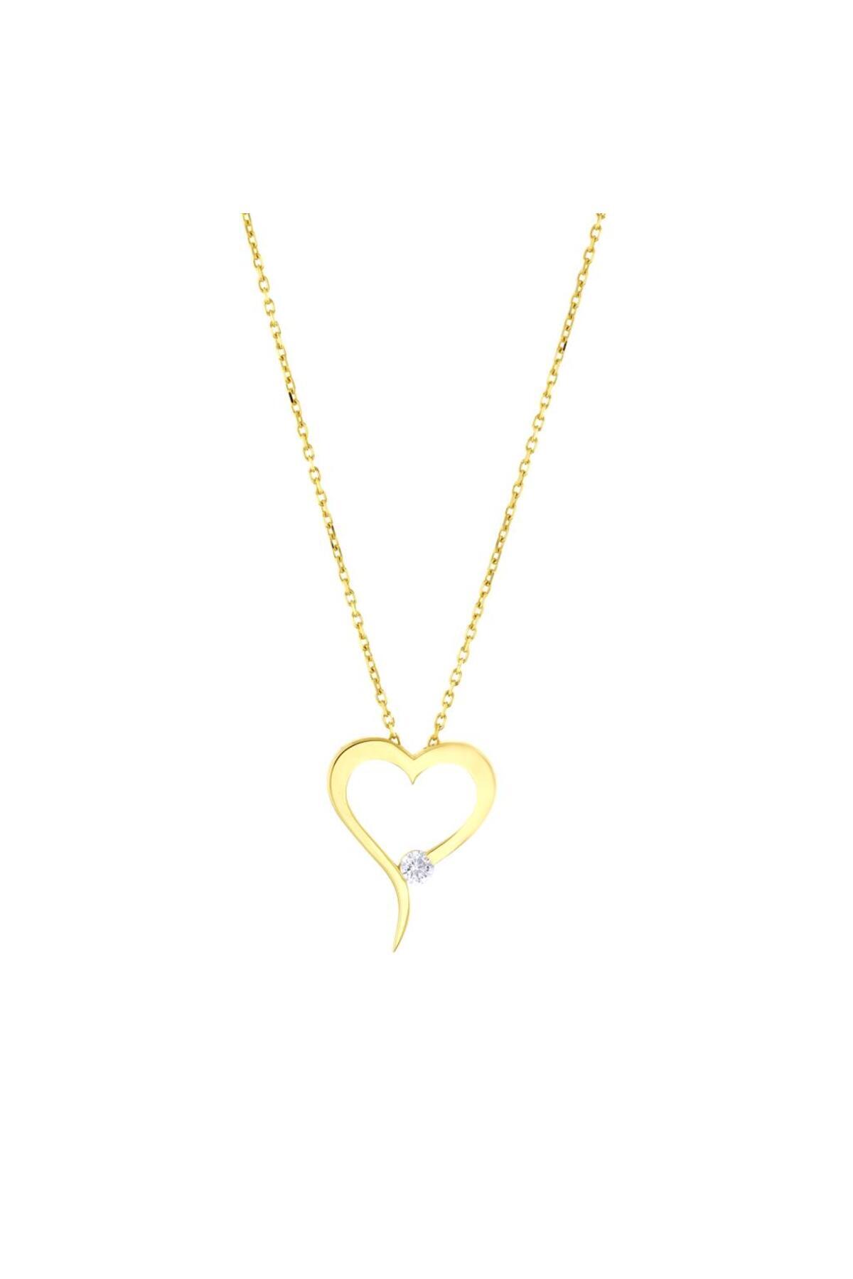Koçak 14 Ayar Taşlı Kalp Altın Kolye