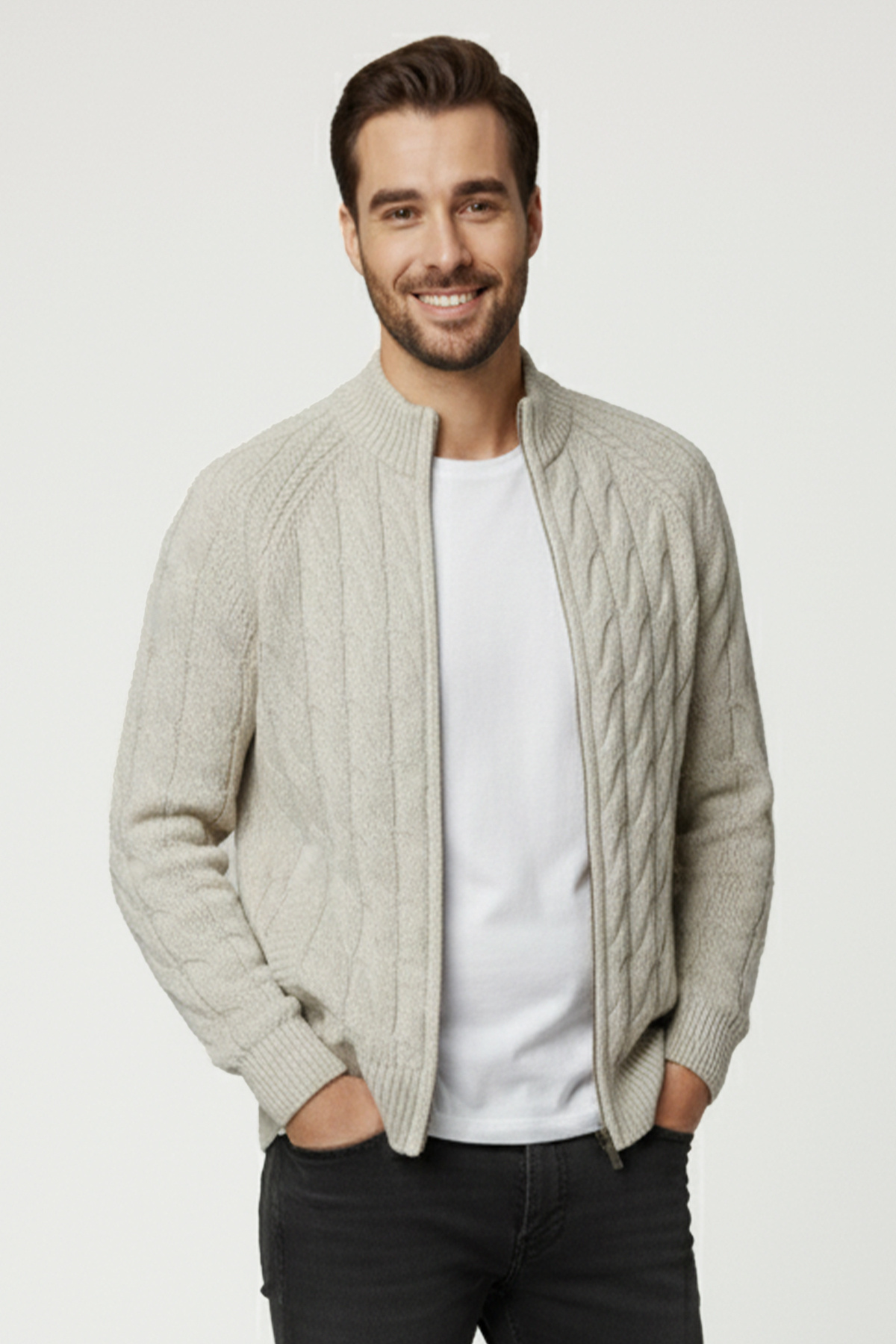 Pulltonic Erkek Yarım Balıkçı Yaka Kalın Fermuarlı Hırka