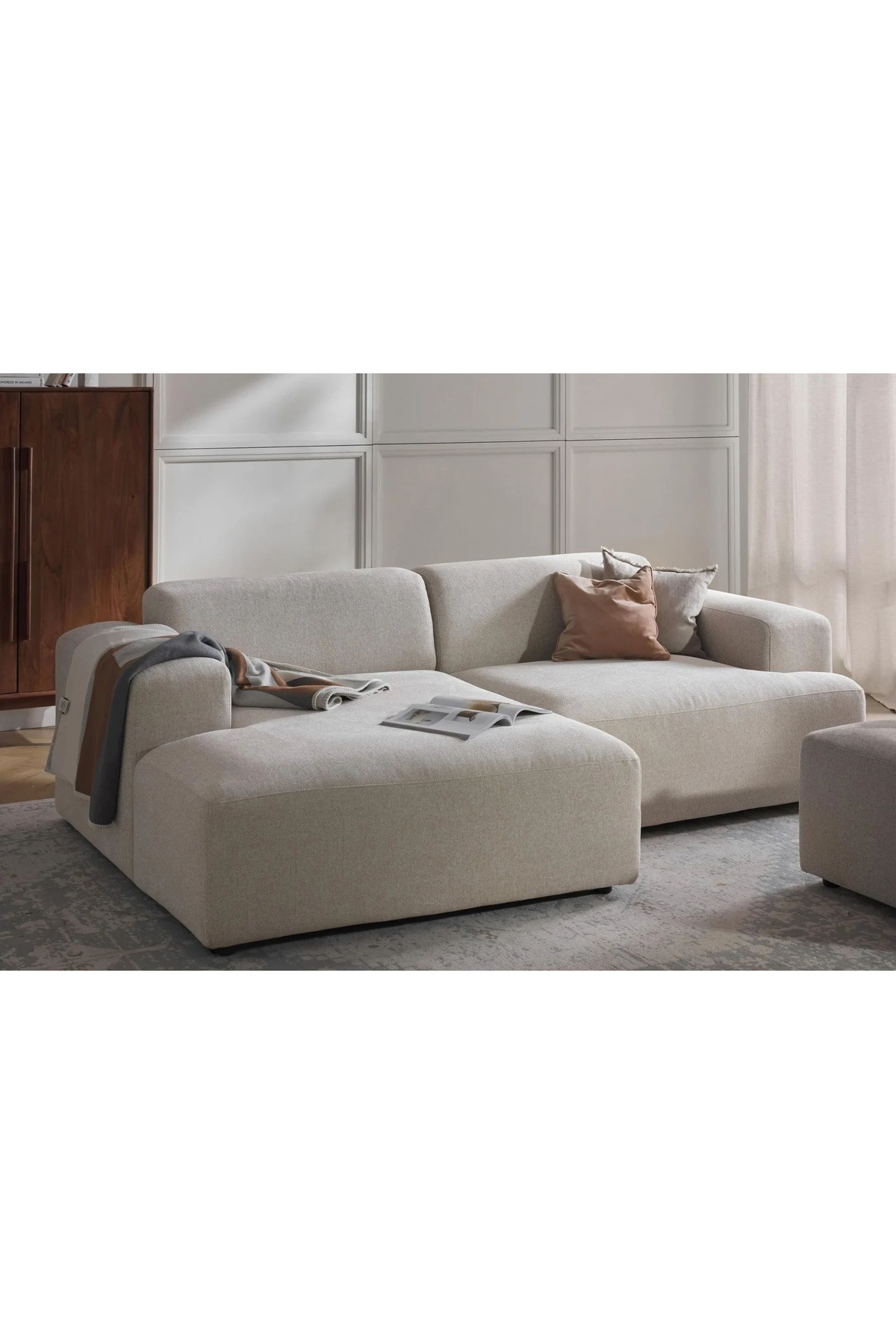 Vivense ELSA KETEN MİNİ KÖŞE KOLTUK, SOL KÖŞE, BEJ