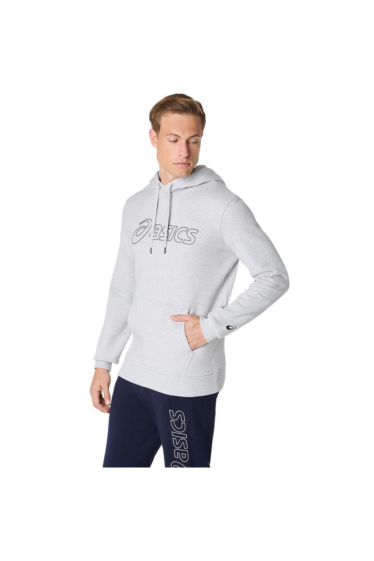 Asics 2031E187-020 OTH HOODIE Gri Normal Düz Erkek Sweatshırt görsel 2