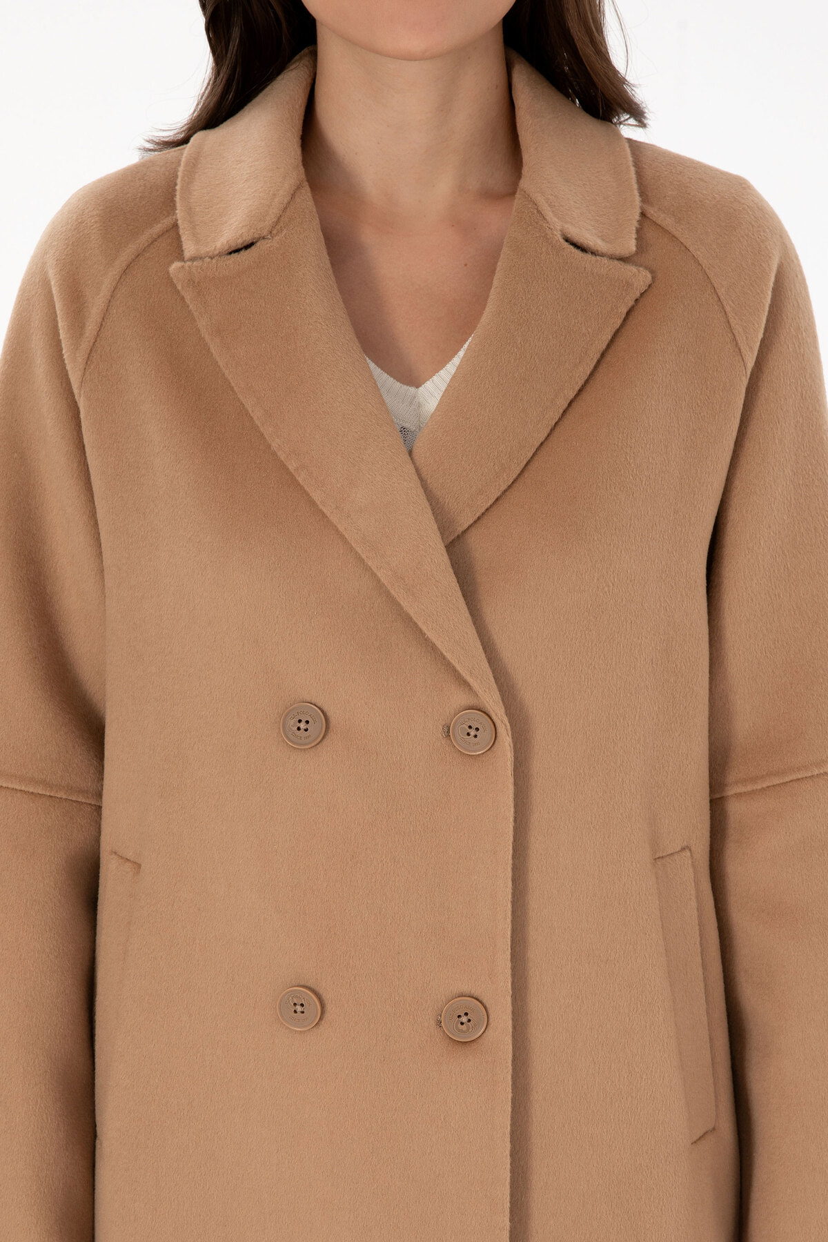 U.S. Polo Assn.  Kadın Camel Kaşe Kaban 50308642-VR015 - Görsel 5