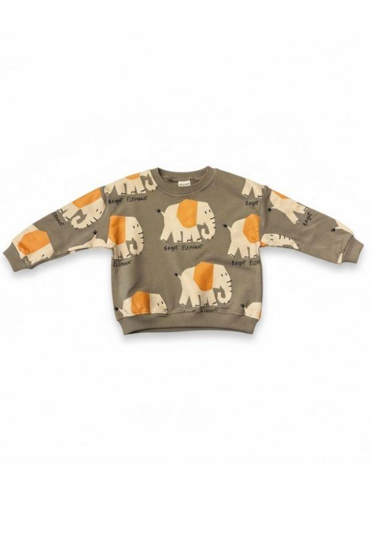 Zekids Erkek Bebek yumuşak Dokulu Fil Desenli Sweatshirt fotoğrafı 6 (önizleme)