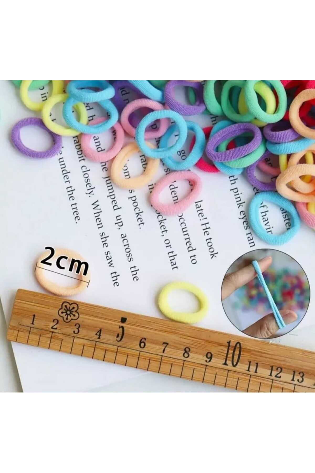 ModaRESSO Çantalı MİN 50 Adet KÜÇÜK Lastik Toka Seti - KIZ ÇOCUK Yumuşak Havlu Saç Tokası- Mini Örgü 2CM görsel 3