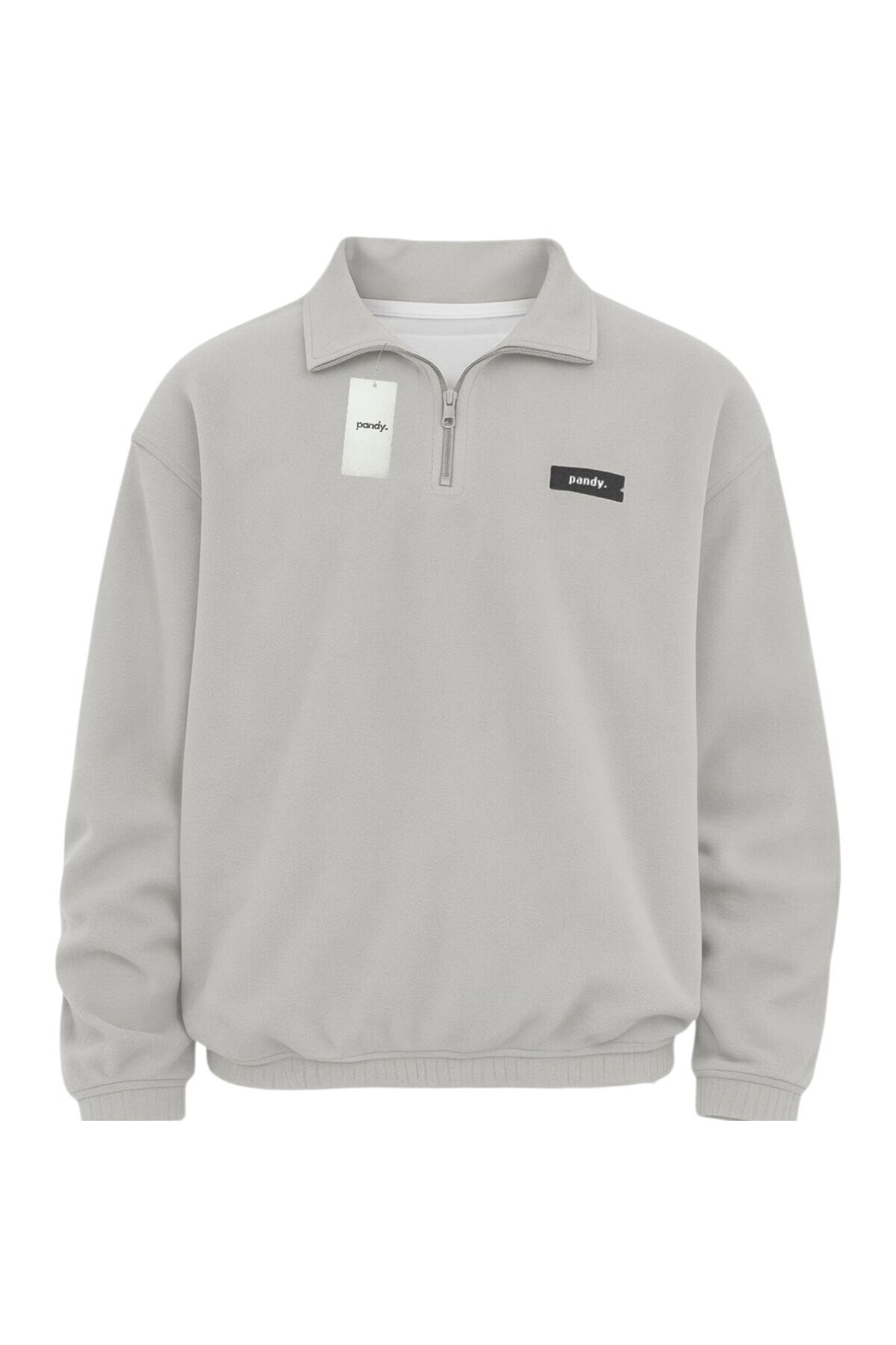 pandy Unisex Standart Fit Oversize Rahat Kesim Tüylenme Yapmayan Soğuk Geçirmez Dik Yaka Polar Sweatshirt