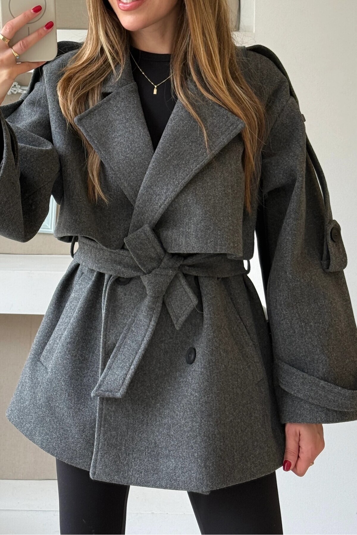 Suziş  ARA BOY APOLETLİ STANDART BEDEN KAŞE KABAN 9669