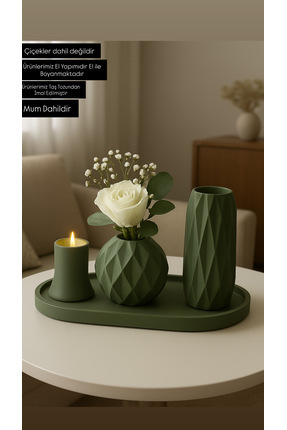 DEREN Dekoratif Biblo Vazo Tepsi Set Aksesuar Hediyelik Ev yaşam Ofis