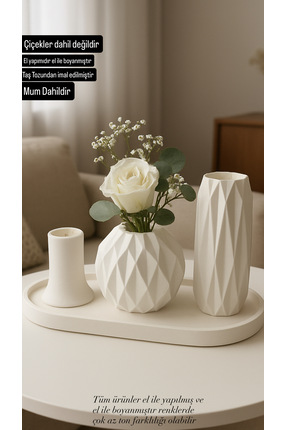 DEREN Dekoratif Biblo Vazo Tepsi Set Aksesuar Hediyelik Ev yaşam Ofis