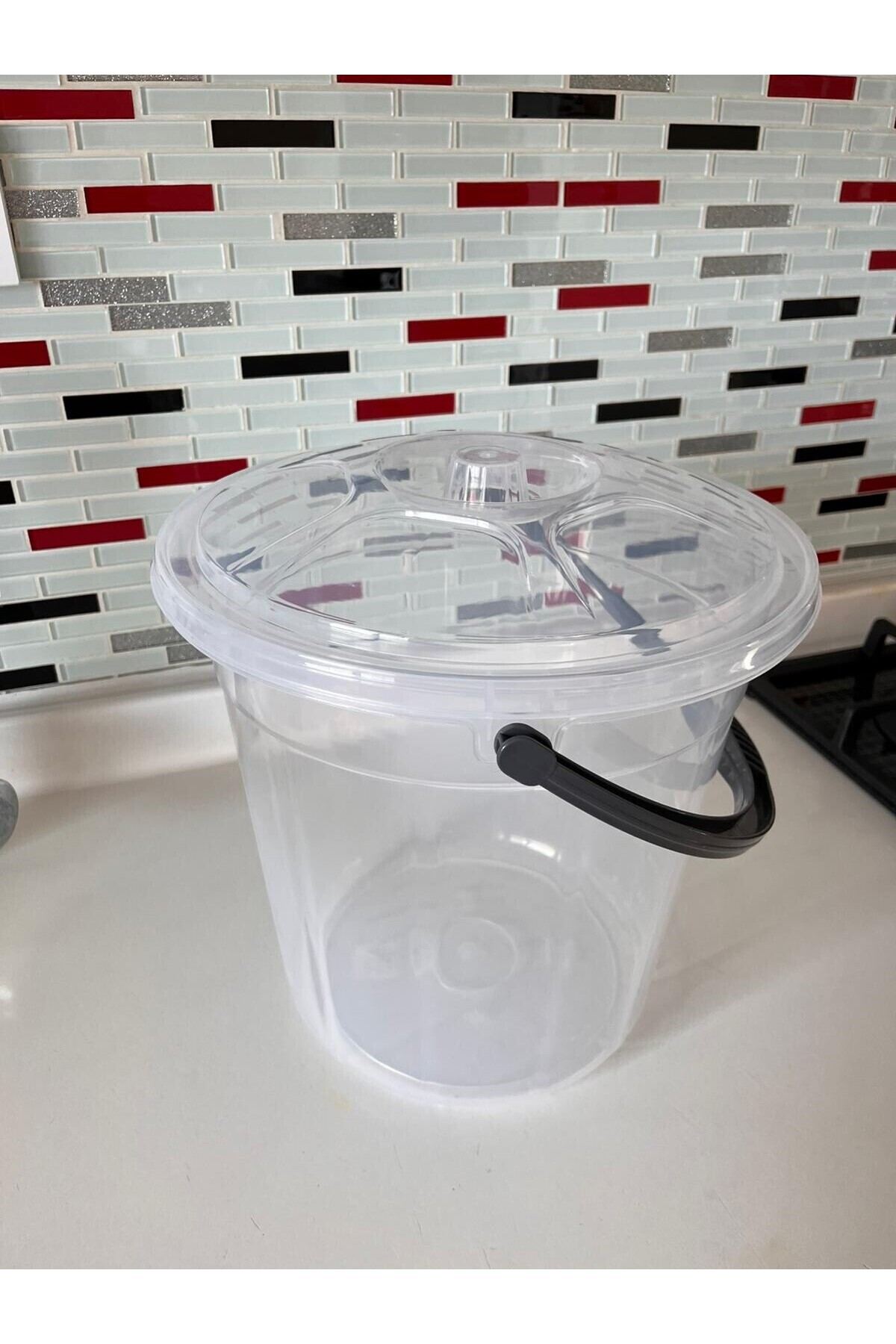 zemihra Plastik Şeffaf Kapaklı Su Kovası Temizlik Kovası 10 Litre 1 Adet