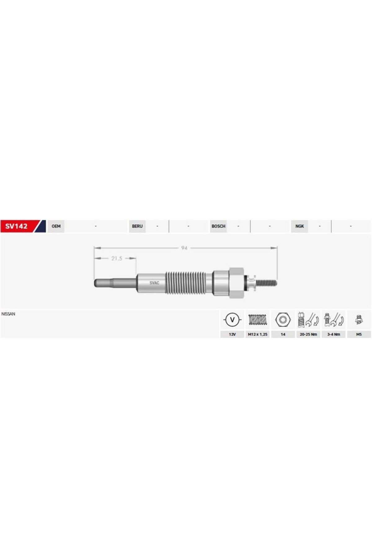 SVAC Kızdırma Bujisi 12V Nıssan Cabal-Cıvılıan-Clıpper 3.0D (4 Ad )
