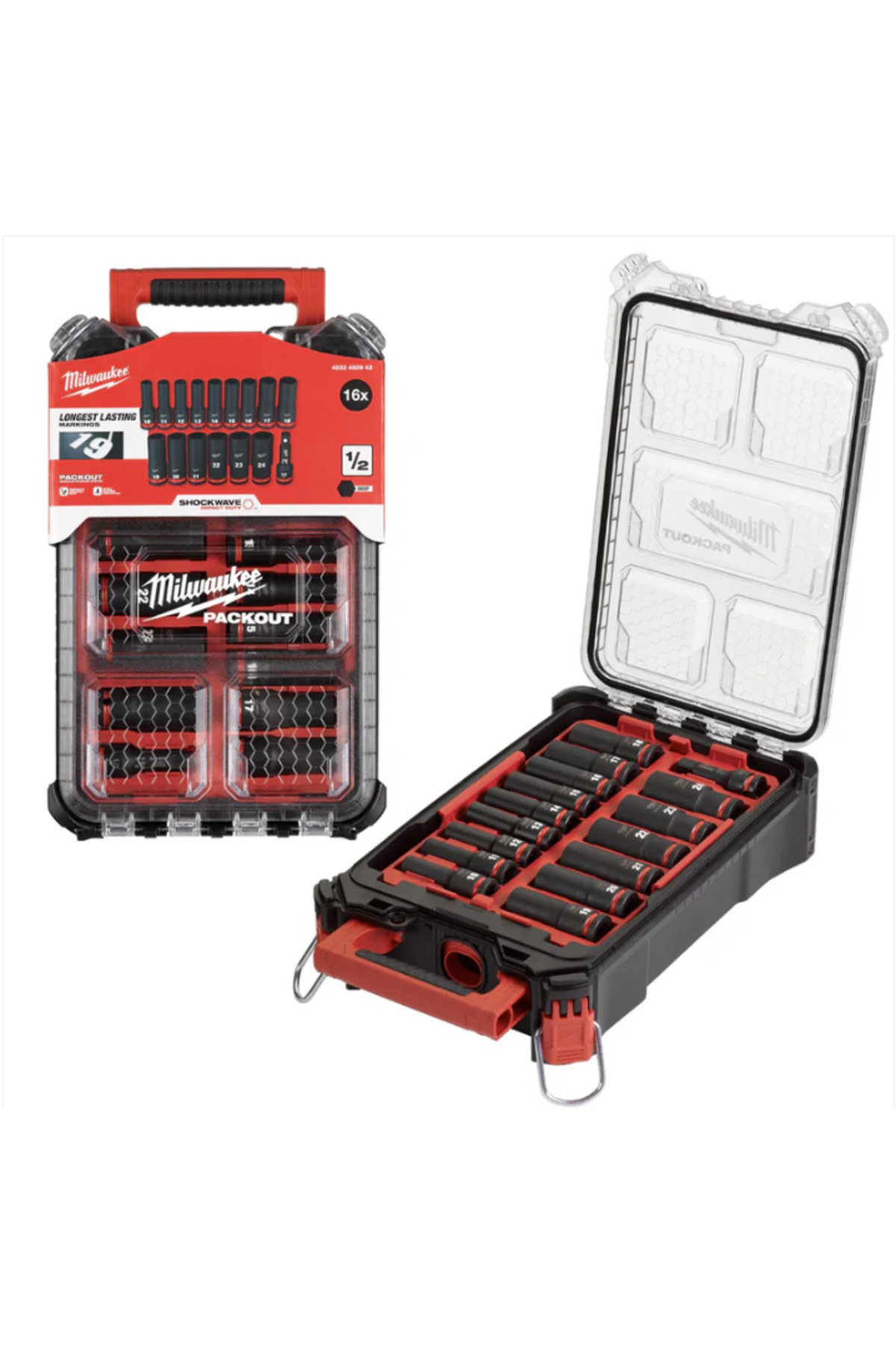 Milwaukee Endüstriyel SHW 1/2 Packout Darbeli Lokma Seti 16 Adet