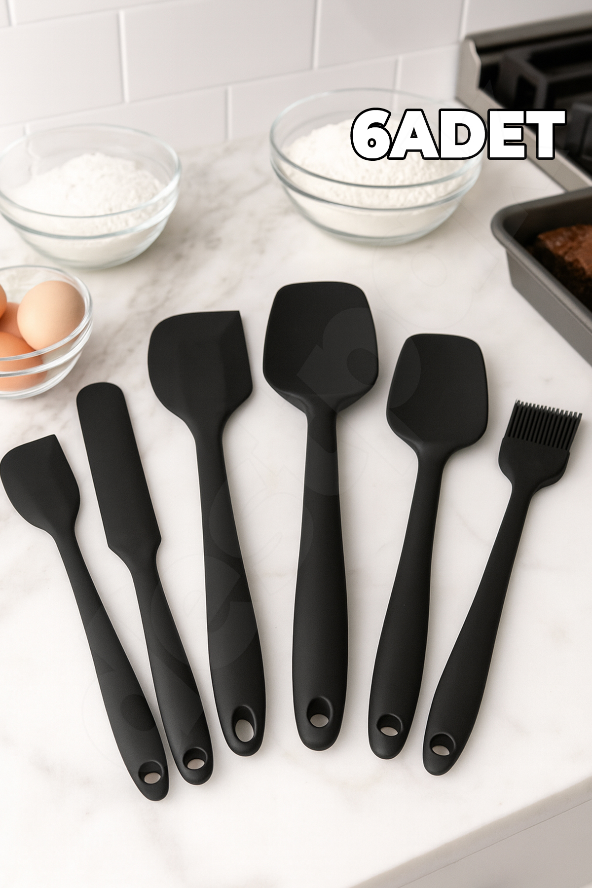 6 X Spatula Set - 1. Quality Steel Silicone - Pastry Spatula Set - Heat Resistant Non-Stick