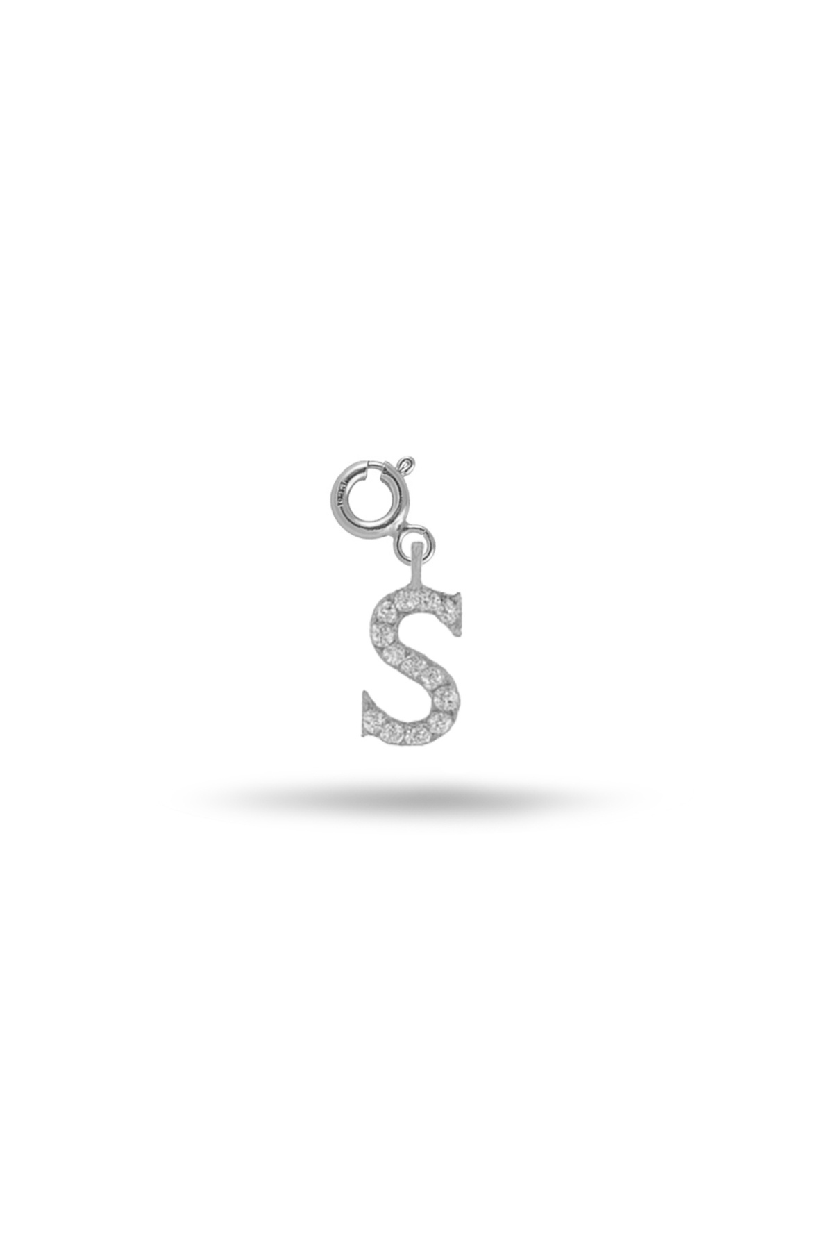 Silveranka 925 Ayar Gümüş Taşlı S Harfi Kolye Ucu Charm (bileklik ve şahmeran için uygundur)