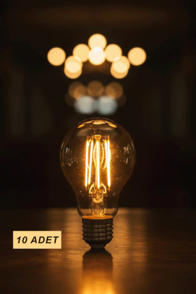 diğerr1 A6 LED Filament Ampul 6W 2700K Amber Cam – Sarı Işık – 600 Lümen